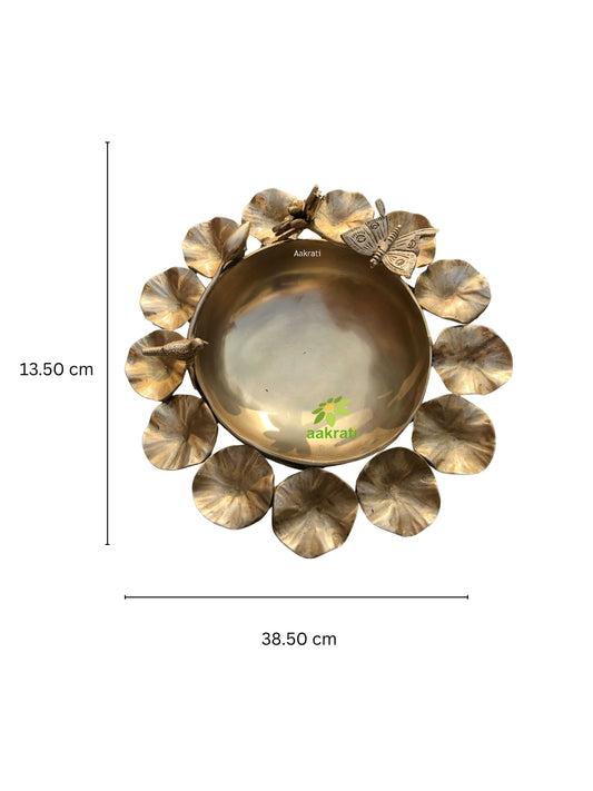Indian Handmade Round Traditional Urli Bowl with flowers design. Diwali Tealight Holder Bowl, Christmas Candle Holder