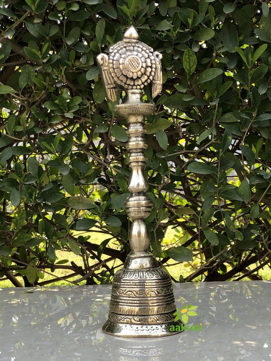 Brass hand bell with sign of lord vishnu temple worship