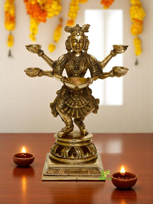 DeepLaxmi statue with diya holder space - Welcome lady for positive energy- Deep Lakshmi sculpture - Deeplakshmi idol