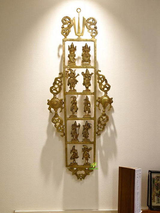 Lord Vishnu Ten Avtar for wall hanging, Rare Brass metal Sculpture