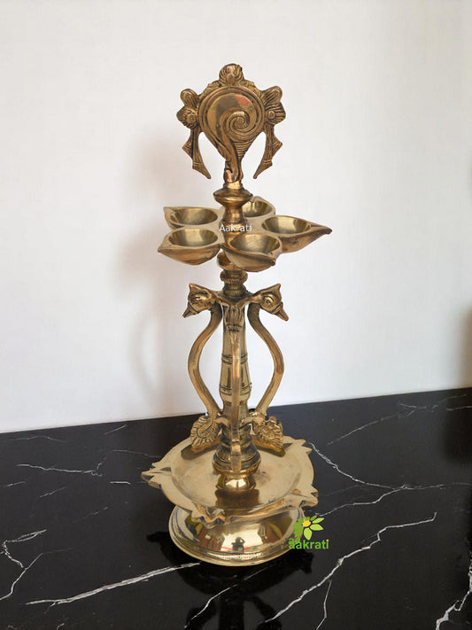 Brass Diya for puja - Oil lamp Stand Pooja