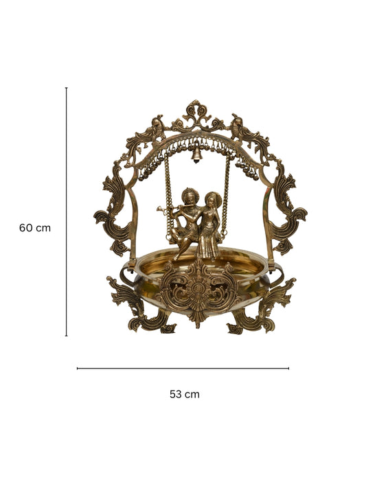 Radha krishna Swing brass urli, Radha krishna Urli, Traditional Bowl, Brass urli, Ethnic design urli,indian brass urli