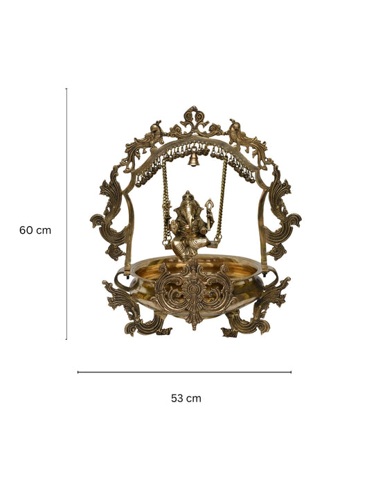 Ganesh Swing brass urli, Traditional Bowl, Brass urli, Ethnic design urli,indian metal Hurli