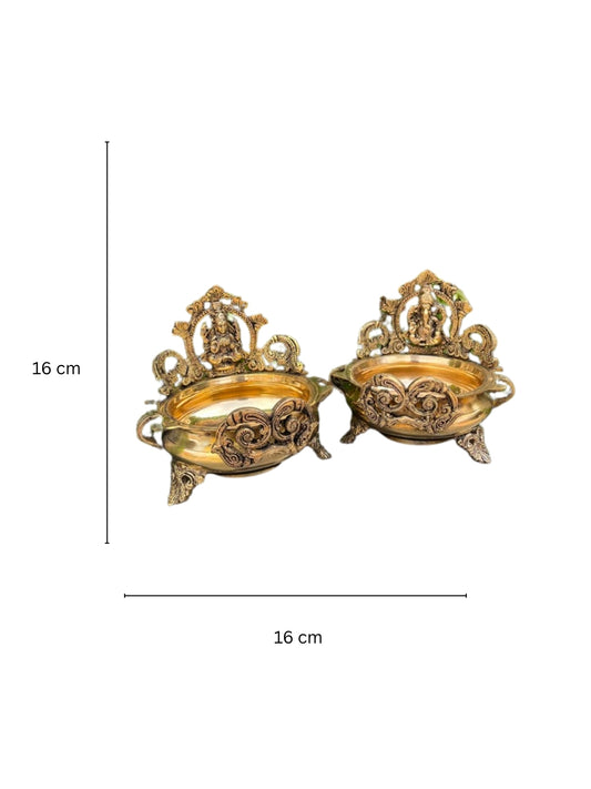 Brass laxmi ganesh urli best for pooja room decor, worship room decor, handmade or handcrafted