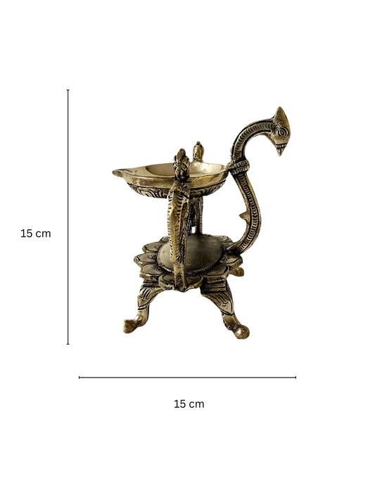 Home Decor Diya Lamp Indian Brass Peacock Design Diya