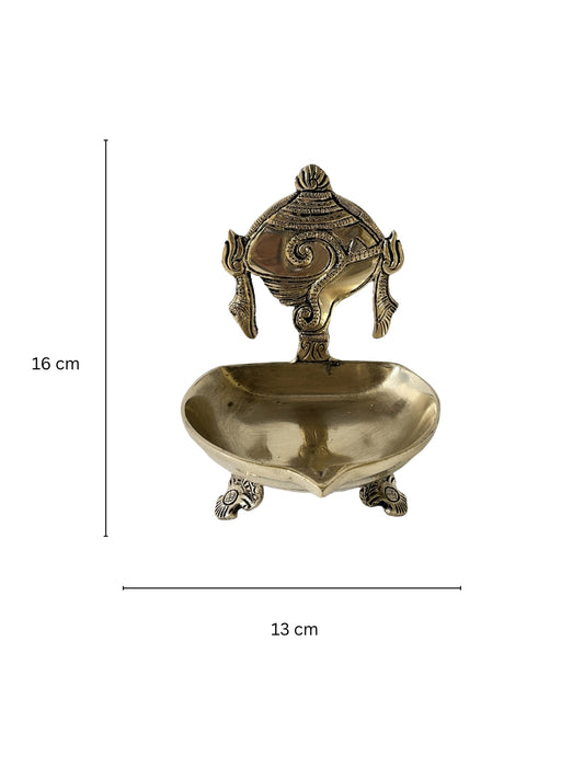 Shankh Narayan Oil Lamp Diya Deepam Brass Lamp for table and home decor