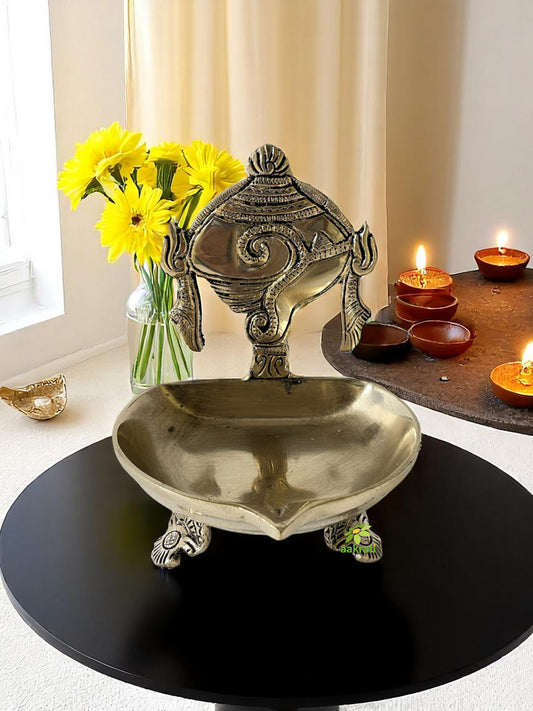 Shankh Narayan Oil Lamp Diya Deepam Brass Lamp for table and home decor