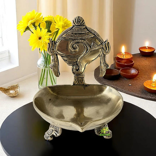 Shankh Narayan Oil Lamp Diya Deepam Brass Lamp for table and home decor