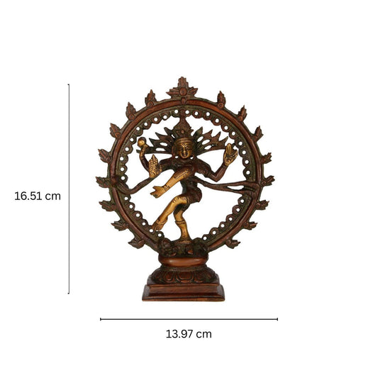 Divine Nataraj Brass Sculpture | Elegant Lord Shiva Dance for Home Decoration | Sacred Nataraj Showpiece ( Multi Color, 6 inch)