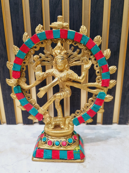 Natraj (Lord Shiva) with Turquoise coral stone work