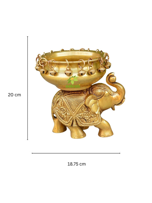 Aakrati Antique Finish Elephant Figurine with Hurli Great Addition to Temple/Home Decor