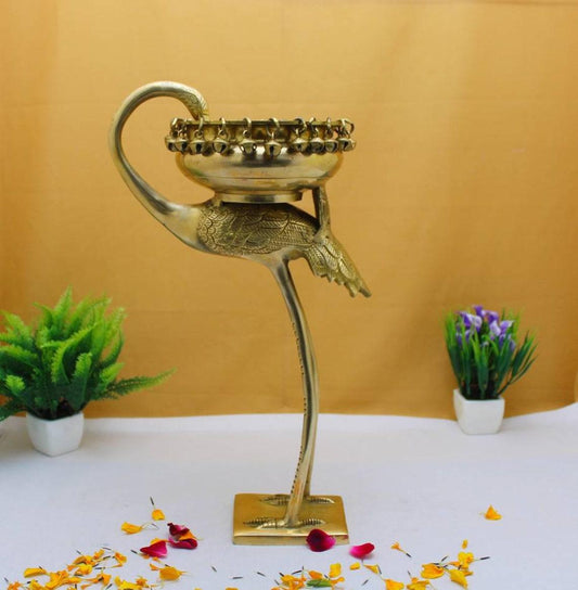 Brass Urli Ethnic Brass Flamingo Urli Brass Urli Showpiece Centre Table Decor Brass Statue for Corner Table Birds Urli