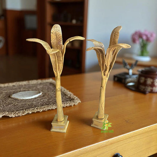 Aakrati 10 INCH Brass Banana Tree | handmade amazing Brass items | Ethnic Indian Brass showpiece