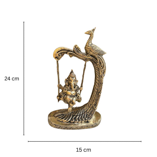 Swing Ganesh brass table showpiece sculpture for gift and decor