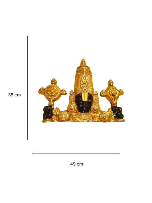 Brass Tirupathi Balaji Venkateshwara statue/wall Hanging Decor , Shank Chakra wall Hanging , Brass balaji Face wall Hanging tilak balaji