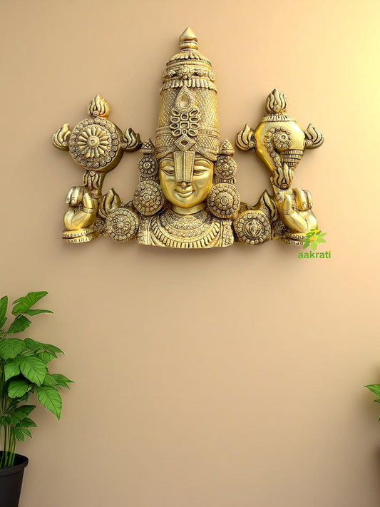 Tirupathi Balaji Venkateshwara statue wall Hanging & table top Decor , Shank Chakra , balaji Face tilak balaji