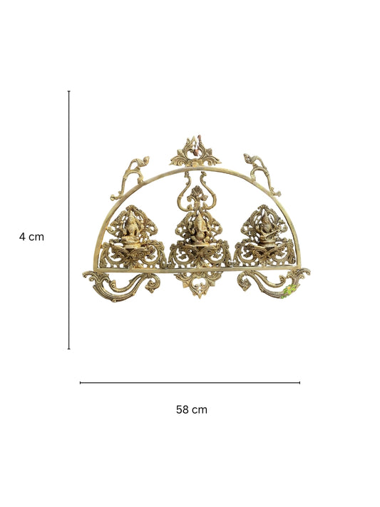 Laxmi Ganesh Saraswati wall haning brass decor statue sculpture