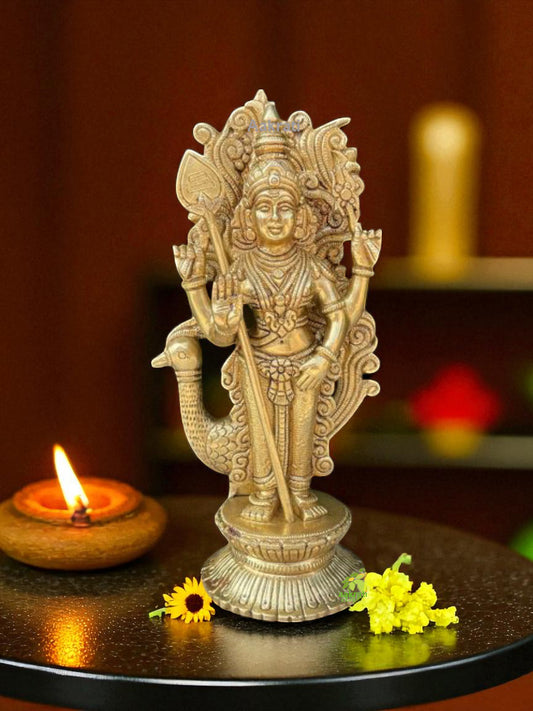 Brass Lord Murugan statue, Big Brass Kartikeya idol , Karthikeyan , Kandhan , Kumaran , Kartik, Gift, Temple, Decor, Home,Handmade