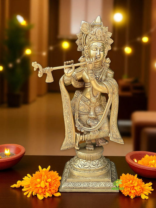 Krishna figure table top showpiece for gift decor in hotel office home