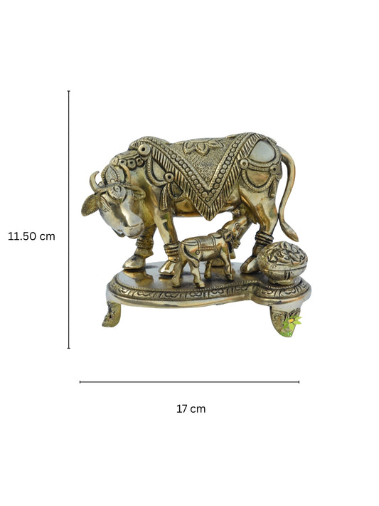 Aakrati Kamdhenu Cow Brass - Vastu Remedies Product Decorative Showpiece - (Brass)
