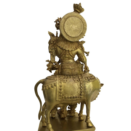 Divine Lord Krishna with Cow & Playing Flute Handcrafted Brass Idol,Brass Krishna Statue, Gorgeous Krishna,Flute Playing Idol, Murlidhar