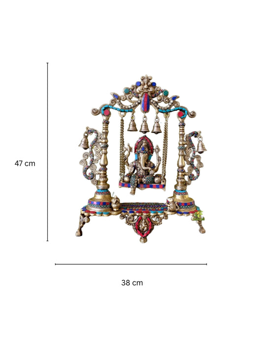 Ganesh Jhula brass Statue decorative work - unique gift showpiece