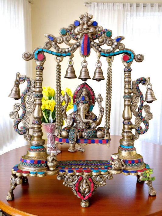 Ganesh Jhula brass Statue decorative work - unique gift showpiece