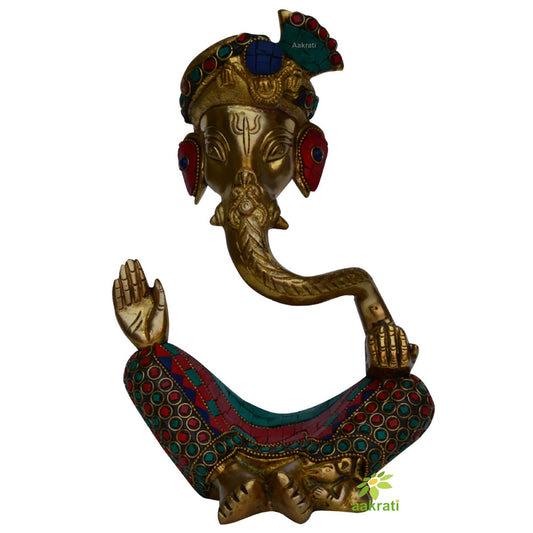 Unique Lord Ganesha Statue, Remover of Obstacles Statue, Easy to hold Lord Ganesh Statue. Brass 25 Cm stone work