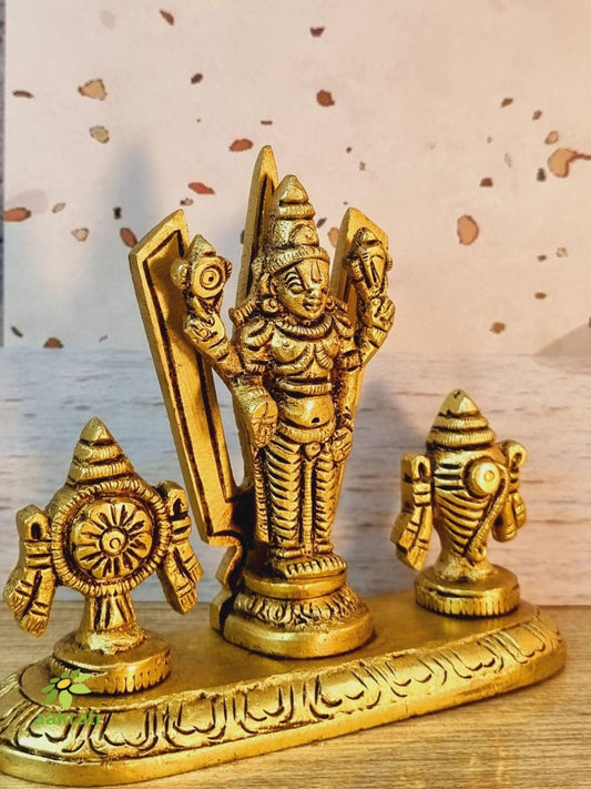 Tirupati Balaji with Shank Chakra, 3.5 inch Height, Venkateshwara Idol, Lord Vishnu Idol for Temple, Home