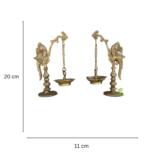 Peacock Diya Stand,Brass Appam Deepam,Brass Deepak for Temple Mandir Pooja Items, Diwali Deepawali Puja Decor, Gifts