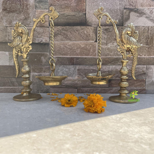 Peacock Diya Stand,Brass Appam Deepam,Brass Deepak for Temple Mandir Pooja Items, Diwali Deepawali Puja Decor, Gifts