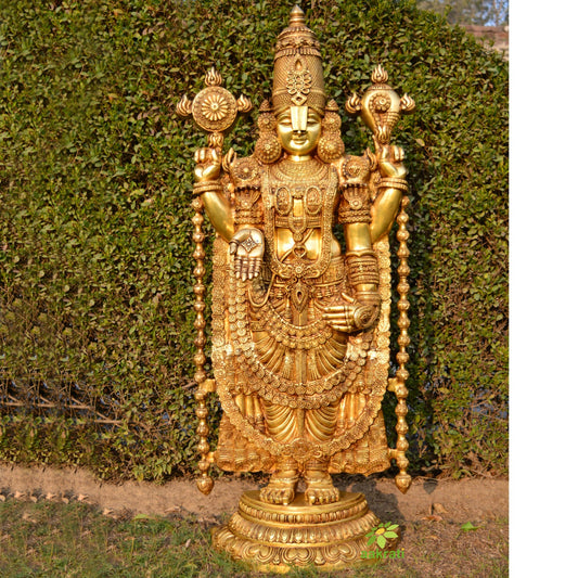 Tirupati Balaji Blessing in Standing Position. Gold Finish. Best for Home Temple, Altar and Gifting for Prosperity.