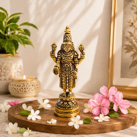 Tirupati Balaji Blessing in Standing Position, Lord Vishnu Avatar Figurine, Shri Venkateswara for Home Temple Pooja
