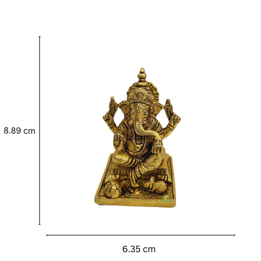 Aakrati Brass Lord Ganpati Sitting Statue for Temple| Worship Idol| Temple Decor| Lord Ganesh (Yellow,3.5 inch )