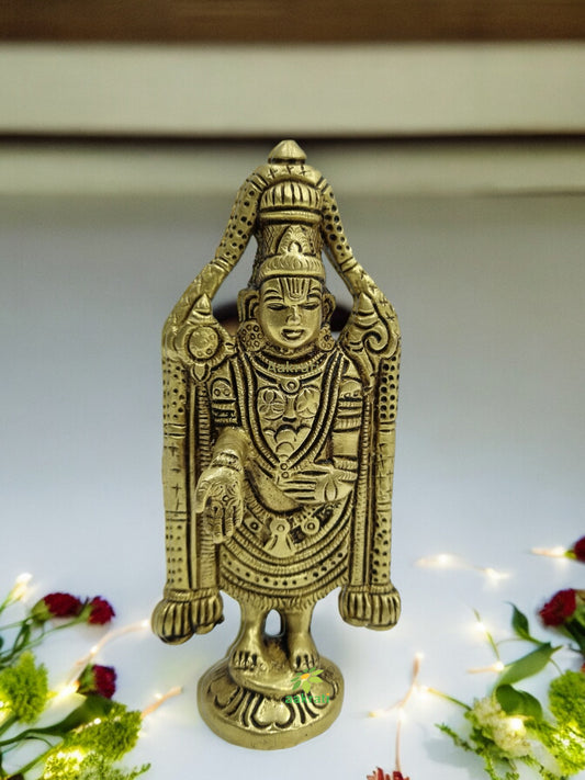 Tirupati Balaji/Lord Venkateswara Incarnation of Lord Vishnu Brass Made Religious Sculpture