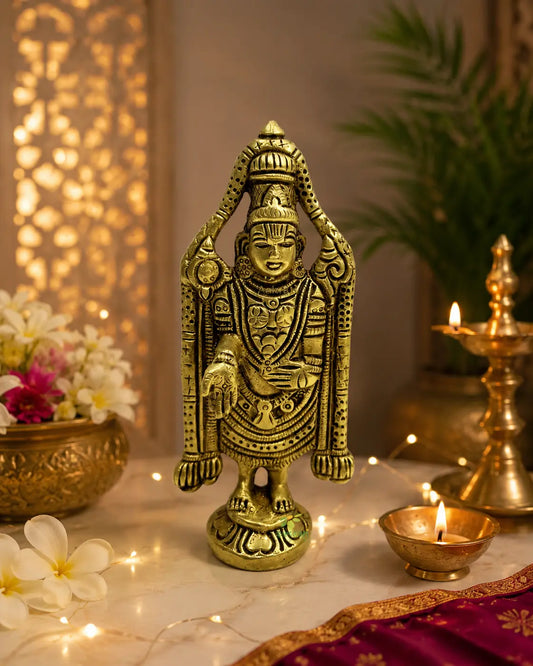 Tirupati Balaji/Lord Venkateswara Incarnation of Lord Vishnu Brass Made Religious Sculpture