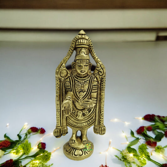 Tirupati Balaji/Lord Venkateswara Incarnation of Lord Vishnu Brass Made Religious Sculpture