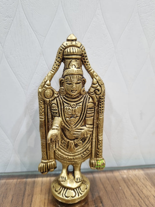 Tirupati Balaji/Lord Venkateswara Incarnation of Lord Vishnu Brass Made Religious Sculpture
