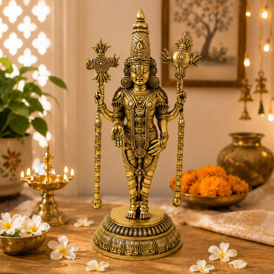 Tirupati Balaji Antique Finish Brass Statue |Gift Item| |Pooja Item| |Handmade Statue|