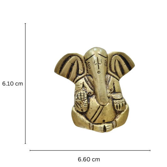 Aakrati Brass Handcrafted Mini Ganesh Statue for Car Dashboard | God Ganesh Murti | Ganpati Idol (Yellow)