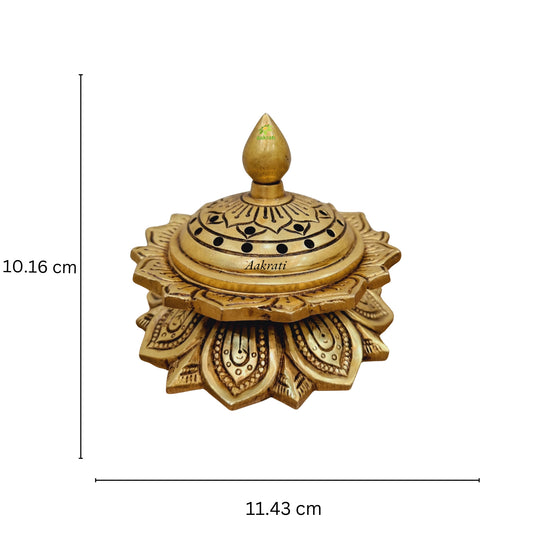 Handcrafted Brass Dhoop Burner Sacred Elegance Made By Aakrati| Incense Holder| Loban Holder| Pooja Essentials (Yellow,4 inches)