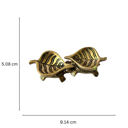 Tortoise Leaf Oil Diya | Leaf shape Diya | Traditional diya (Black Antique) Brass (Pack of 2) Table Diya Set (Height: 2 inch)
