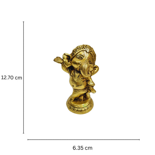 Brass Bal Ganesh for Home Decor| Brass Decorative Modern Style Lord Ganesh| Decorative items Made By Aakrati (Yellow, 5 inch)