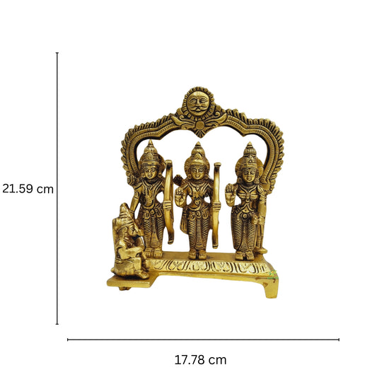 Aakrati Brass Ram Darbar Statue| Lord Ram with Sita Ma, Laxman ji & Hanuman Ji| Temple Decor (Yellow, 8.5 inch)