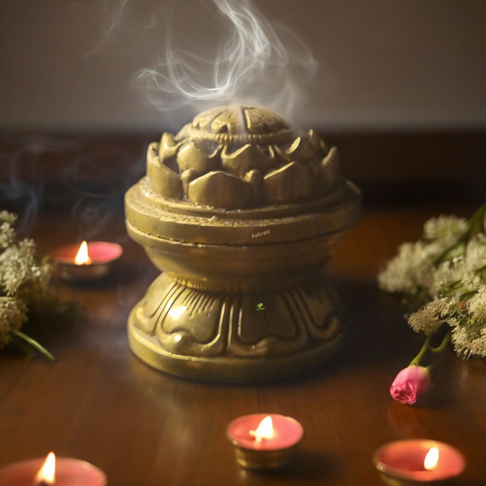 Aakrati Brass Dhoop Dani| Loban Holder| Incense Holder| Puja Article| Home Decor| Gifts Purpose| (Yellow Antique)