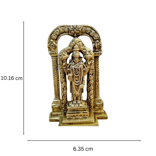 Aakrati Brass Tirupati Balaji Figurine for Temple| Tirupati Balaji| Puja Items| Temple Decor (Yellow, 4.4 inch )