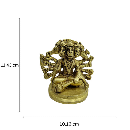 Brass Handmade Panchmukhi Hanuman in Solid | Mahavir | Bajrangbali | Diwali Gift | Murti | Idol Pooja|