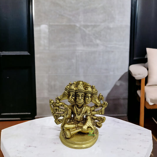 Brass Handmade Panchmukhi Hanuman in Solid | Mahavir | Bajrangbali | Diwali Gift | Murti | Idol Pooja|