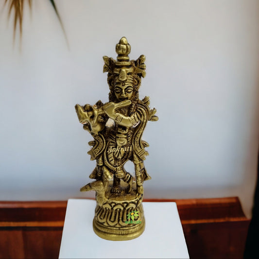 Aakrati Brass Krishna Statue Home Pooja Decor Gift item Brass Krishna Sculpture