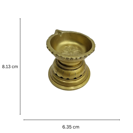 Brass Diya for Puja Temple Decoration Large Diya Stand Oil Lamp for Home, Mandir, Pooja